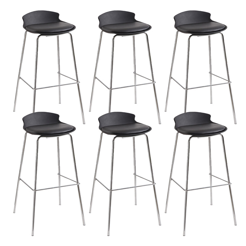 Modern Style Counter Stool Faux Leather Counter-height Stool for Indoor Black 6 Piece Set Clearhalo 'Bar Furniture' 'Bar Stools' 'bar_stools' 'furn' 'furn_bar_stools' 'Furniture' 'Kitchen & Dining Furniture' 6857092