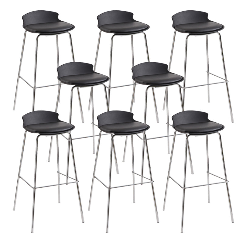 Modern Style Counter Stool Faux Leather Counter-height Stool for Indoor Black 8 Piece Set Clearhalo 'Bar Furniture' 'Bar Stools' 'bar_stools' 'furn' 'furn_bar_stools' 'Furniture' 'Kitchen & Dining Furniture' 6857093