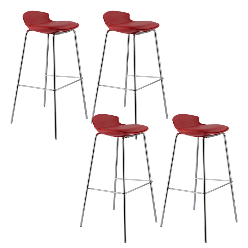 Modern Style Counter Stool Faux Leather Counter-height Stool for Indoor Red 4 Piece Set Clearhalo 'Bar Furniture' 'Bar Stools' 'bar_stools' 'furn' 'furn_bar_stools' 'Furniture' 'Kitchen & Dining Furniture' 6857101