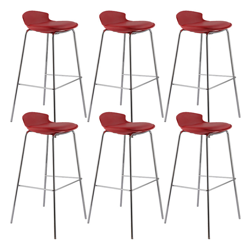Modern Style Counter Stool Faux Leather Counter-height Stool for Indoor Red 6 Piece Set Clearhalo 'Bar Furniture' 'Bar Stools' 'bar_stools' 'furn' 'furn_bar_stools' 'Furniture' 'Kitchen & Dining Furniture' 6857102