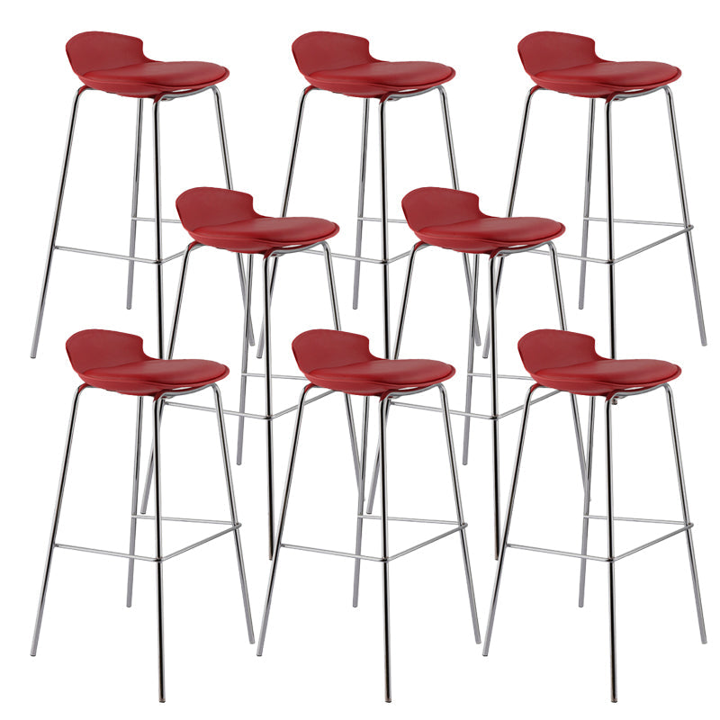 Modern Style Counter Stool Faux Leather Counter-height Stool for Indoor Red 8 Piece Set Clearhalo 'Bar Furniture' 'Bar Stools' 'bar_stools' 'furn' 'furn_bar_stools' 'Furniture' 'Kitchen & Dining Furniture' 6857103