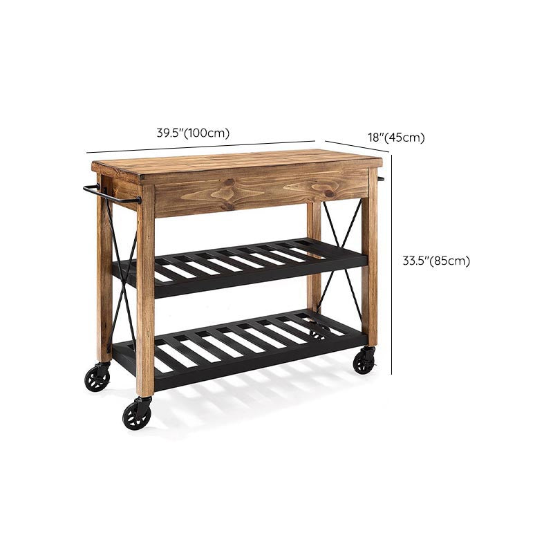 Massief houten glooiende keukeneiland moderne keuken trolley met handdoekrek