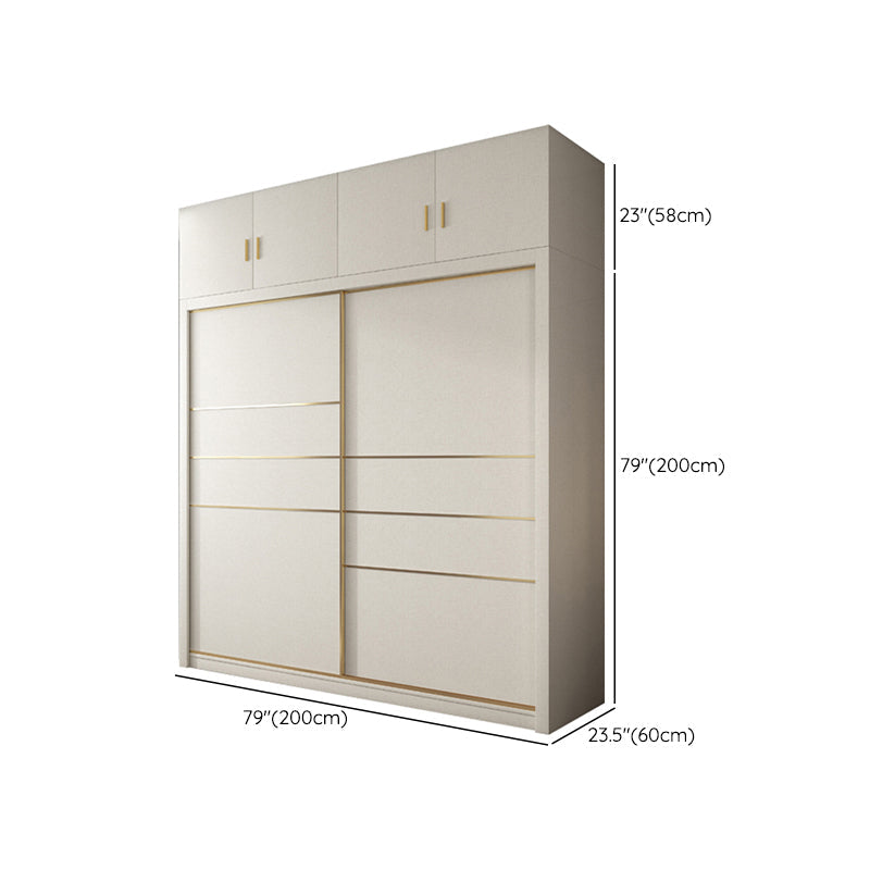 白い固形材のワードローブ鎧モダンスライド2ドアワードローブ
