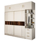 Contemporary Soft Close Doors Wardrobe Cabinet White Wood Sliding Doors with Shelves