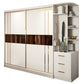 Contemporary Soft Close Doors Wardrobe Cabinet White Wood Sliding Doors with Shelves