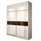 Contemporary Soft Close Doors Wardrobe Cabinet White Wood Sliding Doors with Shelves