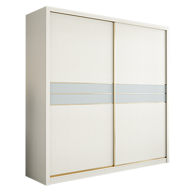 Contemporary Freestanding Wood Wardrobe Sliding Soft Close Doors in White Armoire Clearhalo 'Armoires & Wardrobes' 'armoires_wardrobes' 'Bedroom Furniture' 'furn' 'furn_armoires_wardrobes' 'Furniture' 6857420