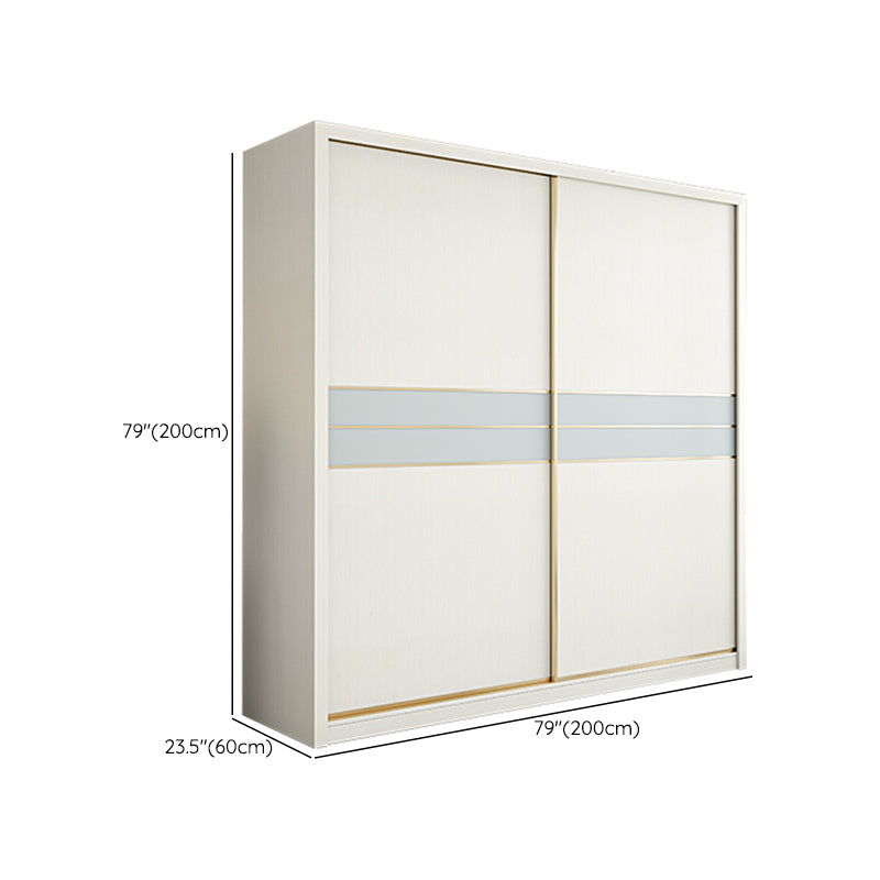 Contemporary Freestanding Wood Wardrobe Sliding Soft Close Doors in White Clearhalo 'Armoires & Wardrobes' 'armoires_wardrobes' 'Bedroom Furniture' 'furn' 'furn_armoires_wardrobes' 'Furniture' 6857429