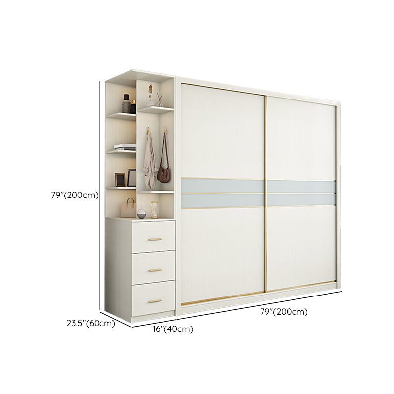 Contemporary Freestanding Wood Wardrobe Sliding Soft Close Doors in White Clearhalo 'Armoires & Wardrobes' 'armoires_wardrobes' 'Bedroom Furniture' 'furn' 'furn_armoires_wardrobes' 'Furniture' 6857434