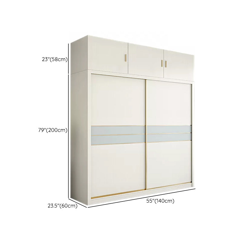 Contemporary Freestanding Wood Wardrobe Sliding Soft Close Doors in White Clearhalo 'Armoires & Wardrobes' 'armoires_wardrobes' 'Bedroom Furniture' 'furn' 'furn_armoires_wardrobes' 'Furniture' 6857436