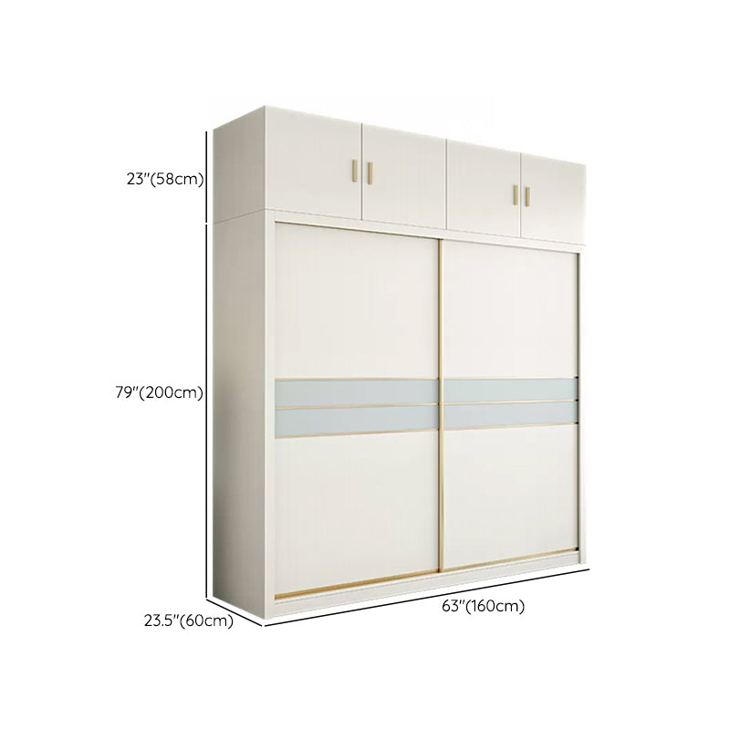 Contemporary Freestanding Wood Wardrobe Sliding Soft Close Doors in White Clearhalo 'Armoires & Wardrobes' 'armoires_wardrobes' 'Bedroom Furniture' 'furn' 'furn_armoires_wardrobes' 'Furniture' 6857437