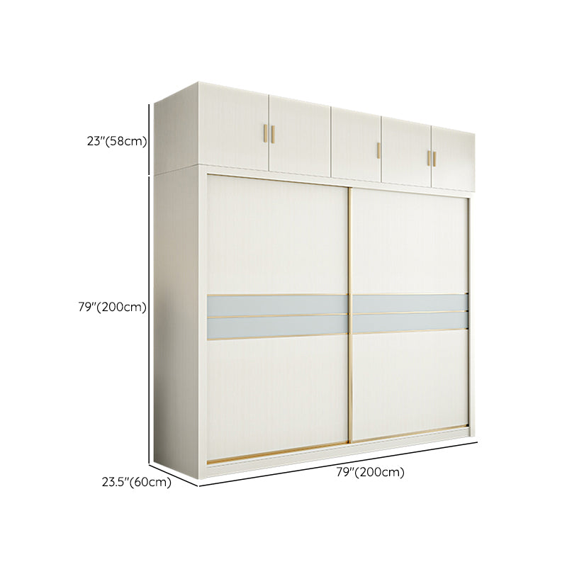 Contemporary Freestanding Wood Wardrobe Sliding Soft Close Doors in White Clearhalo 'Armoires & Wardrobes' 'armoires_wardrobes' 'Bedroom Furniture' 'furn' 'furn_armoires_wardrobes' 'Furniture' 6857439