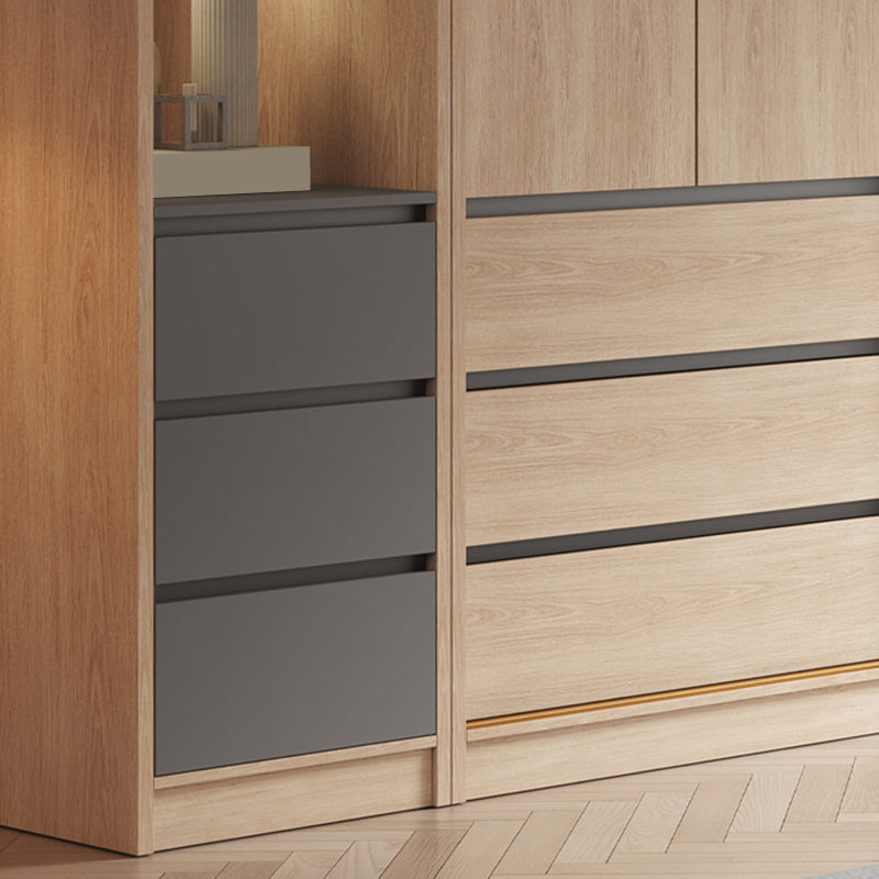 Armadio a porte scorrevoli in vetro contemporanea guardaroba in legno naturale con cassetti