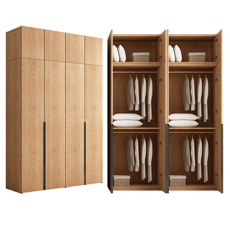 Zeitgenössische freistehende natürliche Garderobe Eiche Massivholzgarderobe mit Regalen