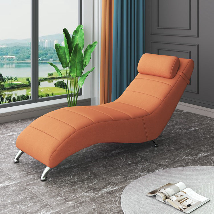 Faux Leather Chaise Lounge Armless Solid Color Chaise for Bedroom and Living Room Orange Clearhalo 'Chairs & Seating' 'Chaise Lounge' 'chaise_lounge' 'furn' 'furn_chaise_lounge' 'Furniture' 'Living Room Furniture' 6858327