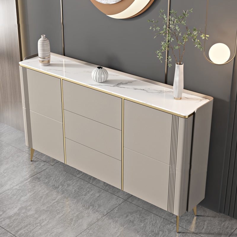Classic Glam Storage Chest Stone Dresser with 3 Drawers , 12.87-inch Width 47"L x 13"W x 33"H Grey Clearhalo 'Bedroom Furniture' 'Dressers & Chests' 'dressers_chests' 'furn' 'furn_dressers_chests' 'Furniture' 6858533