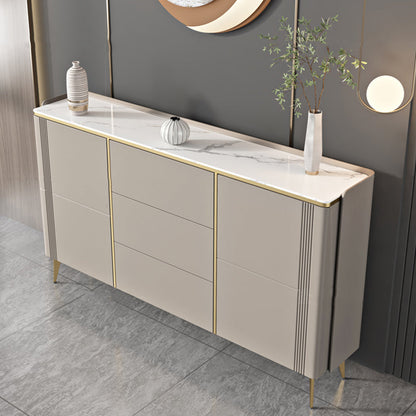 Classic Glam Storage Chest Stone Dresser with 3 Drawers , 12.87-inch Width 47"L x 13"W x 33"H Grey Clearhalo 'Bedroom Furniture' 'Dressers & Chests' 'dressers_chests' 'furn' 'furn_dressers_chests' 'Furniture' 6858533