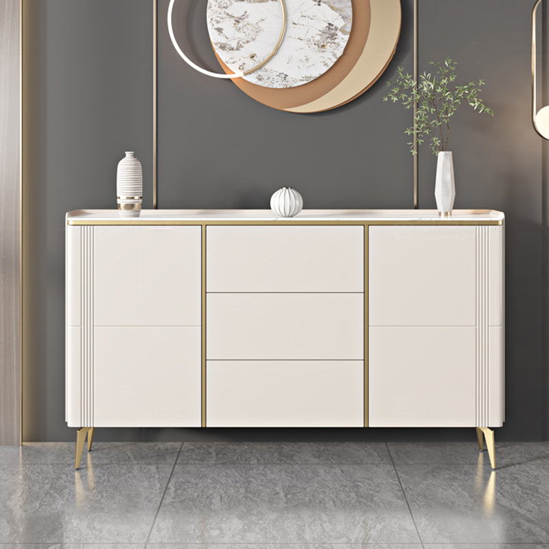 Classic Glam Storage Chest Stone Dresser with 3 Drawers , 12.87-inch Width White Clearhalo 'Bedroom Furniture' 'Dressers & Chests' 'dressers_chests' 'furn' 'furn_dressers_chests' 'Furniture' 6858535
