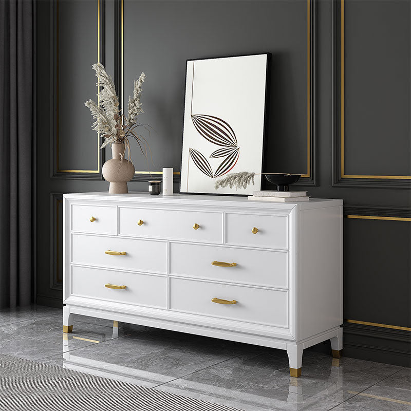 Commode en bois massif avec coffre de rangement Classic Glam de 17,55 pouces avec 5/7/9 tiroirs