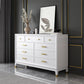 Commode en bois massif avec coffre de rangement Classic Glam de 17,55 pouces avec 5/7/9 tiroirs