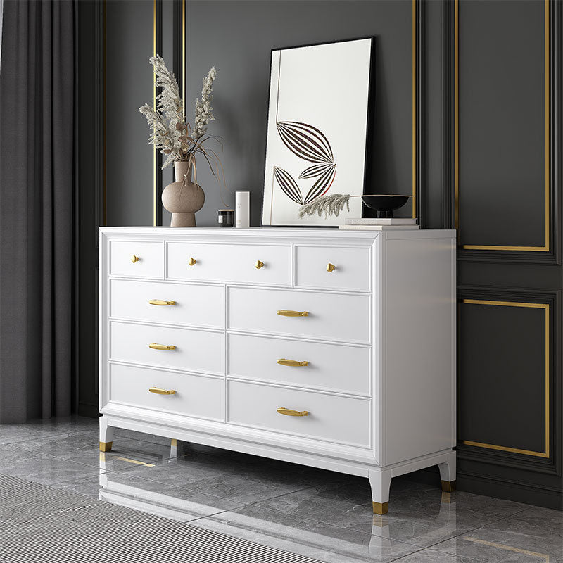 Commode en bois massif avec coffre de rangement Classic Glam de 17,55 pouces avec 5/7/9 tiroirs
