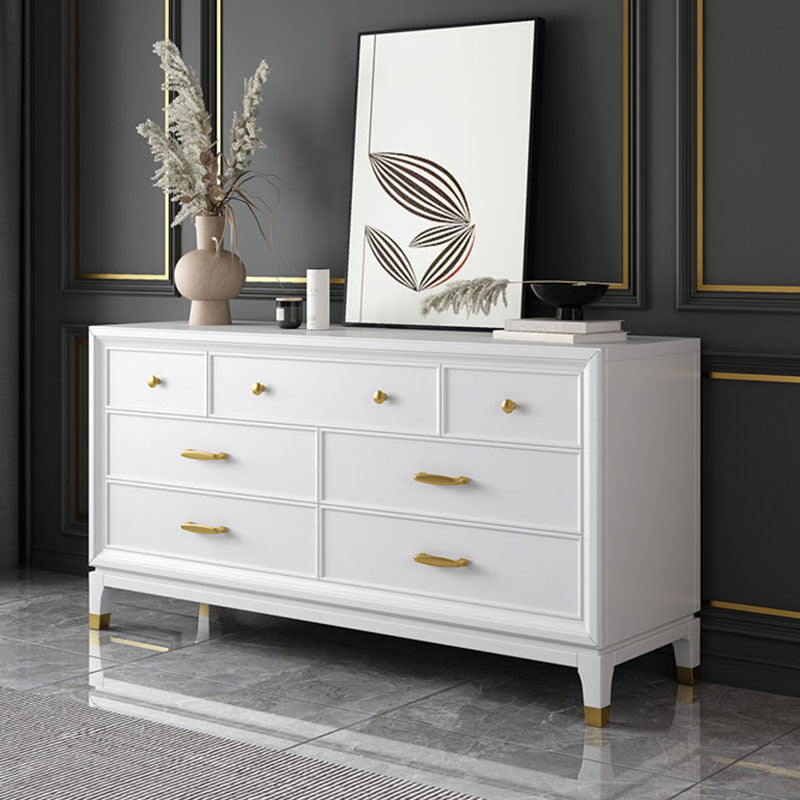 Commode en bois massif avec coffre de rangement Classic Glam de 17,55 pouces avec 5/7/9 tiroirs