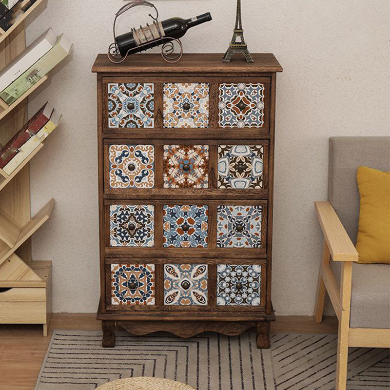 Coastal Storage Chest Solid Wood Dresser , 11.7/14.04 Inch Width 23.6"L x 11.8"W x 39"H Blue-Brown Clearhalo 'Bedroom Furniture' 'Dressers & Chests' 'dressers_chests' 'furn' 'furn_dressers_chests' 'Furniture' 6858795