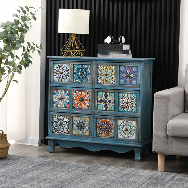Coastal Storage Chest Solid Wood Dresser , 11.7/14.04 Inch Width 32"L x 12"W x 31"H Blue Painted Clearhalo 'Bedroom Furniture' 'Dressers & Chests' 'dressers_chests' 'furn' 'furn_dressers_chests' 'Furniture' 6858808