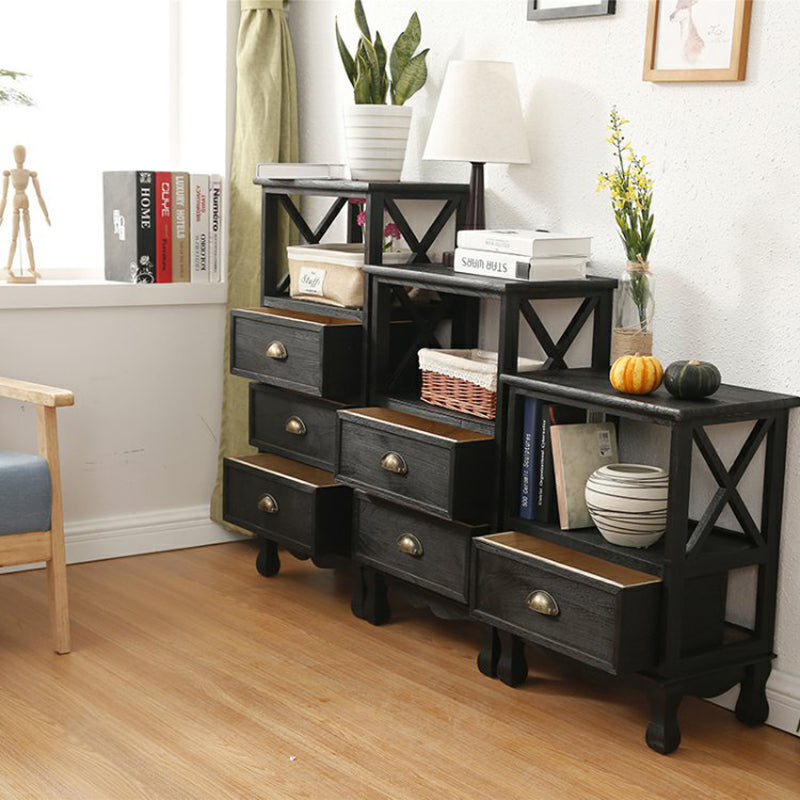 Commode en bois massif de coffre de rangement côtier avec 1/2/3/4 tiroirs, largeur de 11,7 pouces