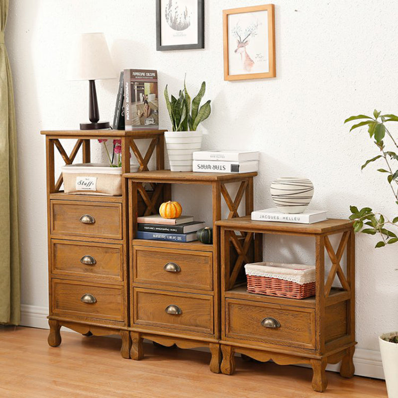 Commode en bois massif de coffre de rangement côtier avec 1/2/3/4 tiroirs, largeur de 11,7 pouces