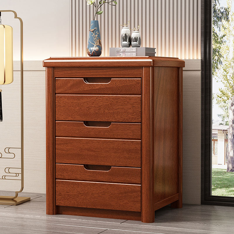 15.6 Inch Width Storage Chest Modern Solid Wood Dresser with 3/4/5 Drawers Medium Wood Clearhalo 'Bedroom Furniture' 'Dressers & Chests' 'dressers_chests' 'furn' 'furn_dressers_chests' 'Furniture' 6858915