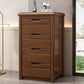 15.6 Inch Width Storage Chest Modern Solid Wood Dresser with 3/4/5 Drawers 19.7"L x 15.7"W x 32.7"H Nut-Brown Clearhalo 'Bedroom Furniture' 'Dressers & Chests' 'dressers_chests' 'furn' 'furn_dressers_chests' 'Furniture' 6858917