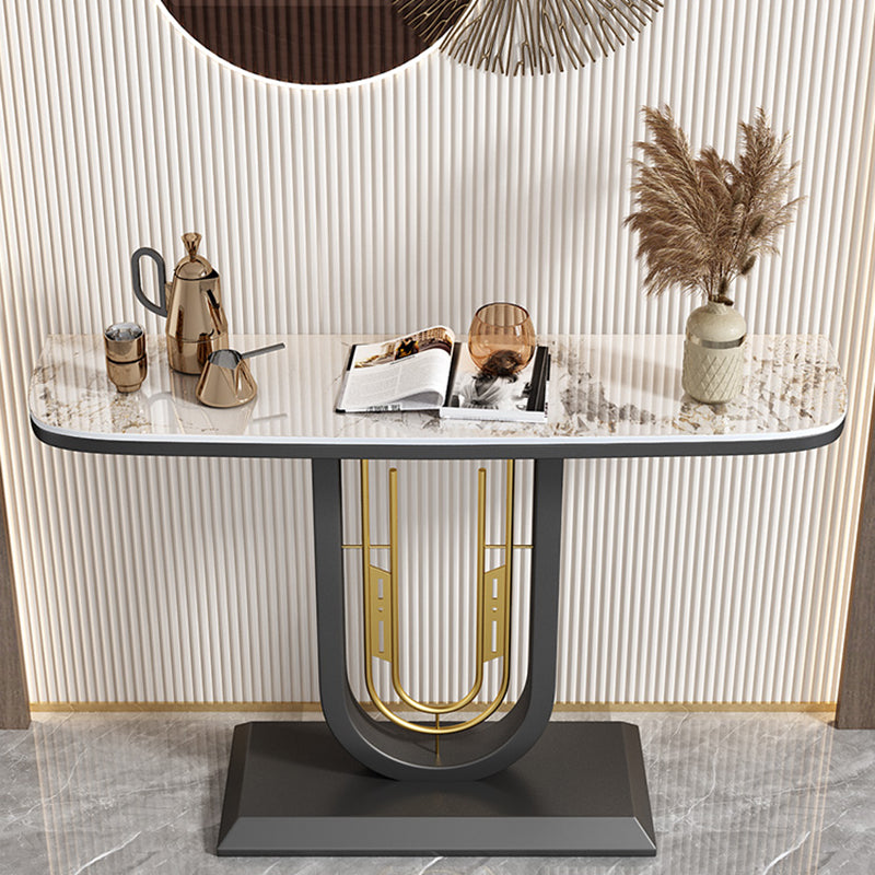 Glam Console Table Half Moon Antique Finish Console Sofa Table Clearhalo 'Console Tables' 'console_tables' 'Entry & Mudroom Furniture' 'furn' 'furn_console_tables' 'Furniture' 6859396