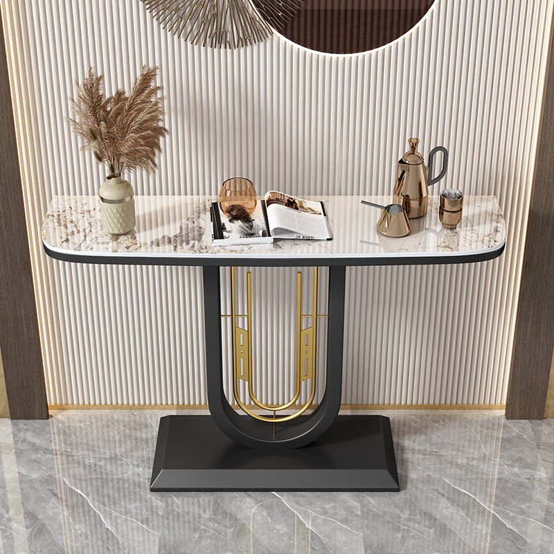 Glam Console Table Half Moon Antique Finish Console Sofa Table Clearhalo 'Console Tables' 'console_tables' 'Entry & Mudroom Furniture' 'furn' 'furn_console_tables' 'Furniture' 6859397