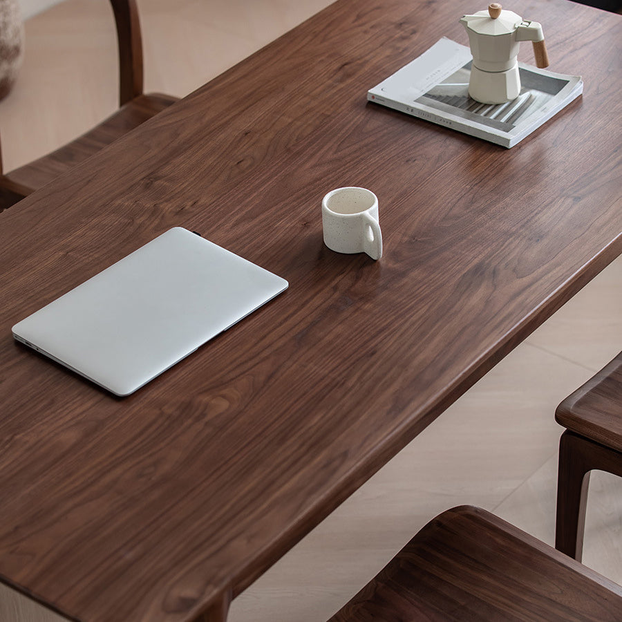 Contemporary Walnut Rectangle Dining Table Dining Room Kitchen Table