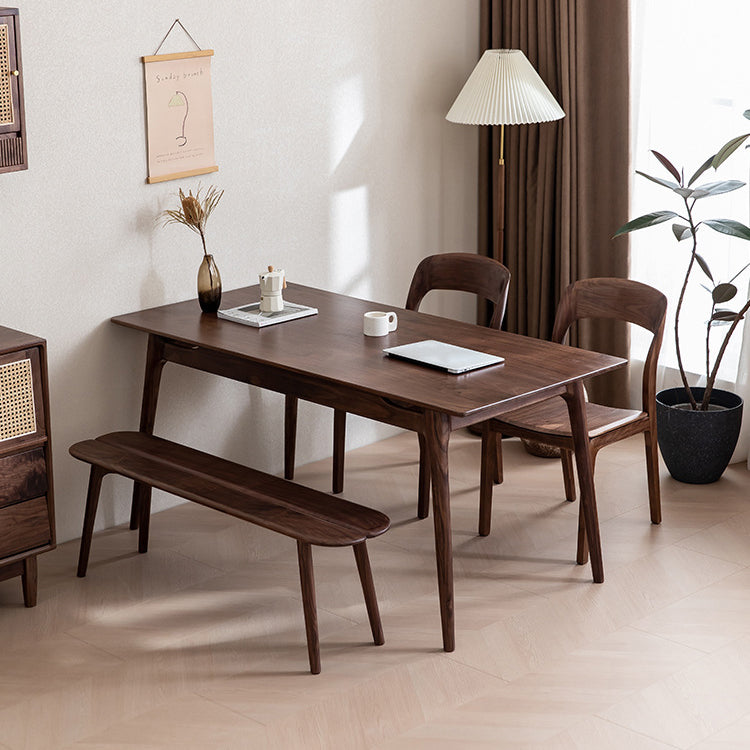 Contemporary Walnut Rectangle Dining Table Dining Room Kitchen Table