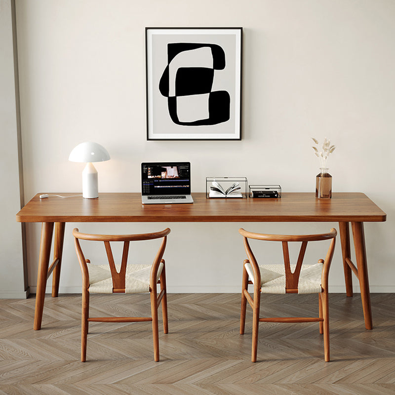 Modern Writing Desk Solid Wood Rectangle Office Desk with H-Base 78.7"L x 23.6"W x 29.5"H Clearhalo 'furn' 'furn_office_desk' 'Furniture' 'Office Desks' 'Office Furniture' 'office_desk' 6859944