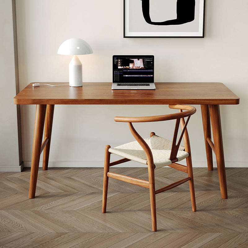 Modern Writing Desk Solid Wood Rectangle Office Desk with H-Base 63"L x 23.6"W x 29.5"H Clearhalo 'furn' 'furn_office_desk' 'Furniture' 'Office Desks' 'Office Furniture' 'office_desk' 6859945