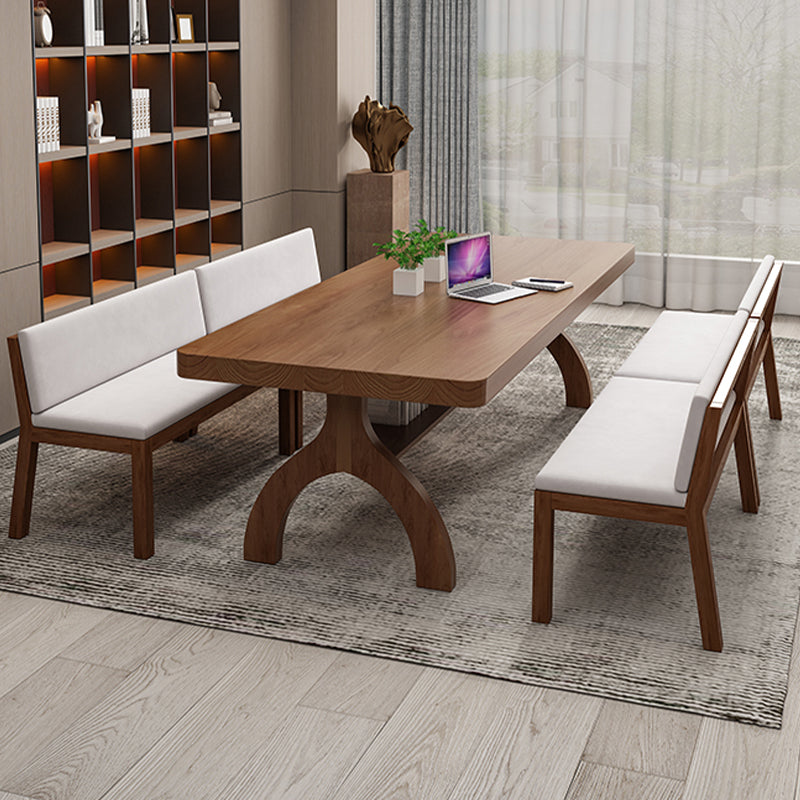 Massief hout gebogen rechthoekbureau 1 plank 29.53 "hoge bureau