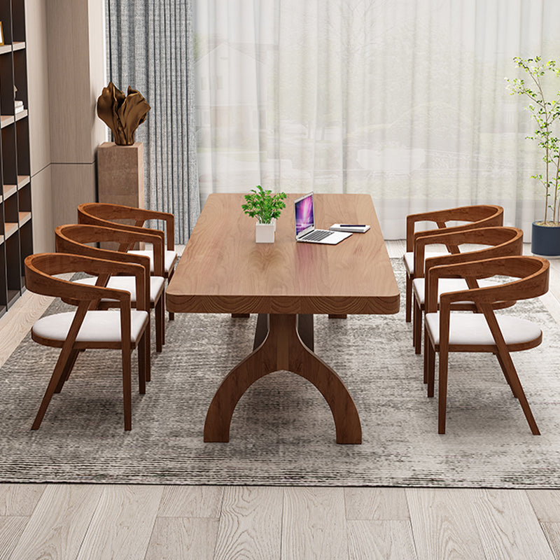 Massief hout gebogen rechthoekbureau 1 plank 29.53 "hoge bureau