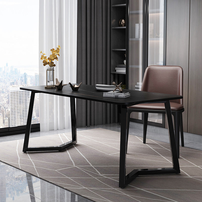 Stone Rechteck Office Desk moderner Schreibtisch mit Eisenbeinen