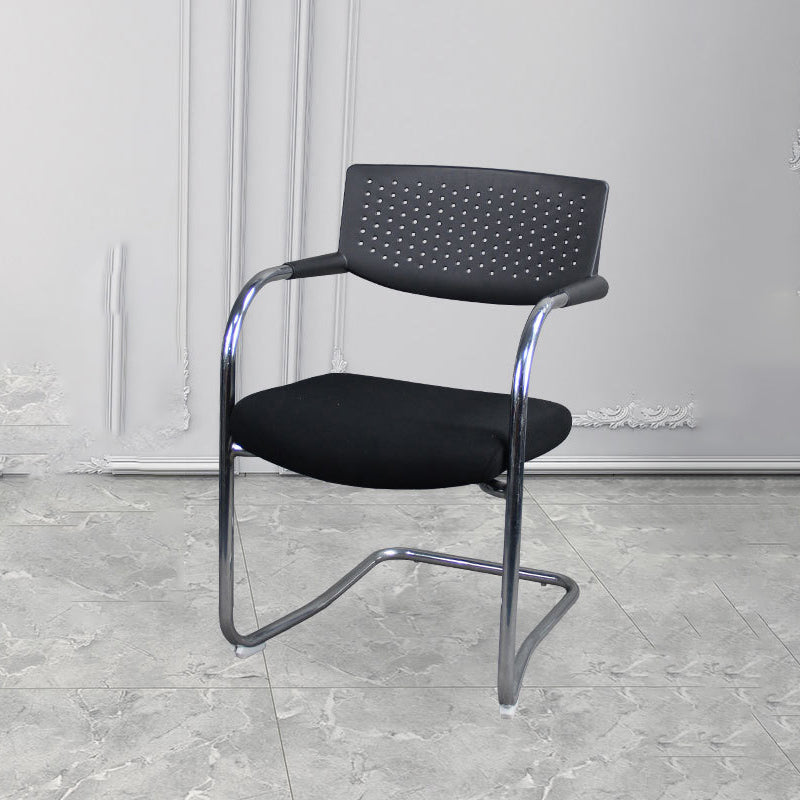 Sedia da ufficio contemporanea senza ruote sedia da scrivania a metà schiena con braccio