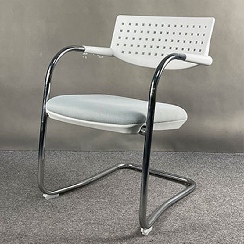 Sedia da ufficio contemporanea senza ruote sedia da scrivania a metà schiena con braccio