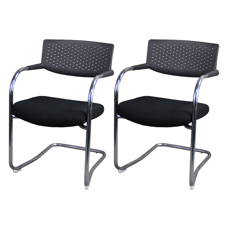 Sedia da ufficio contemporanea senza ruote sedia da scrivania a metà schiena con braccio