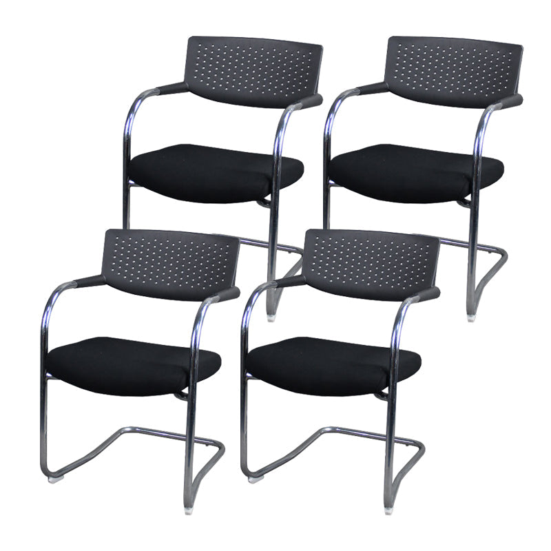 Sedia da ufficio contemporanea senza ruote sedia da scrivania a metà schiena con braccio