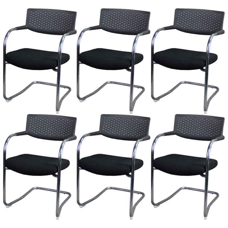 Sedia da ufficio contemporanea senza ruote sedia da scrivania a metà schiena con braccio