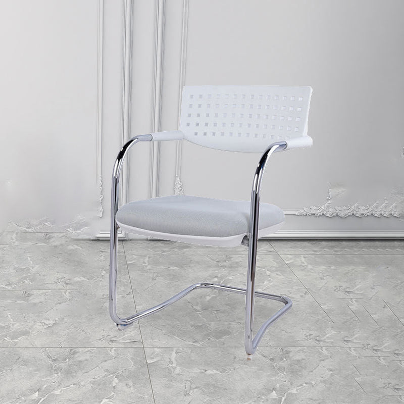 Sedia da ufficio contemporanea senza ruote sedia da scrivania a metà schiena con braccio