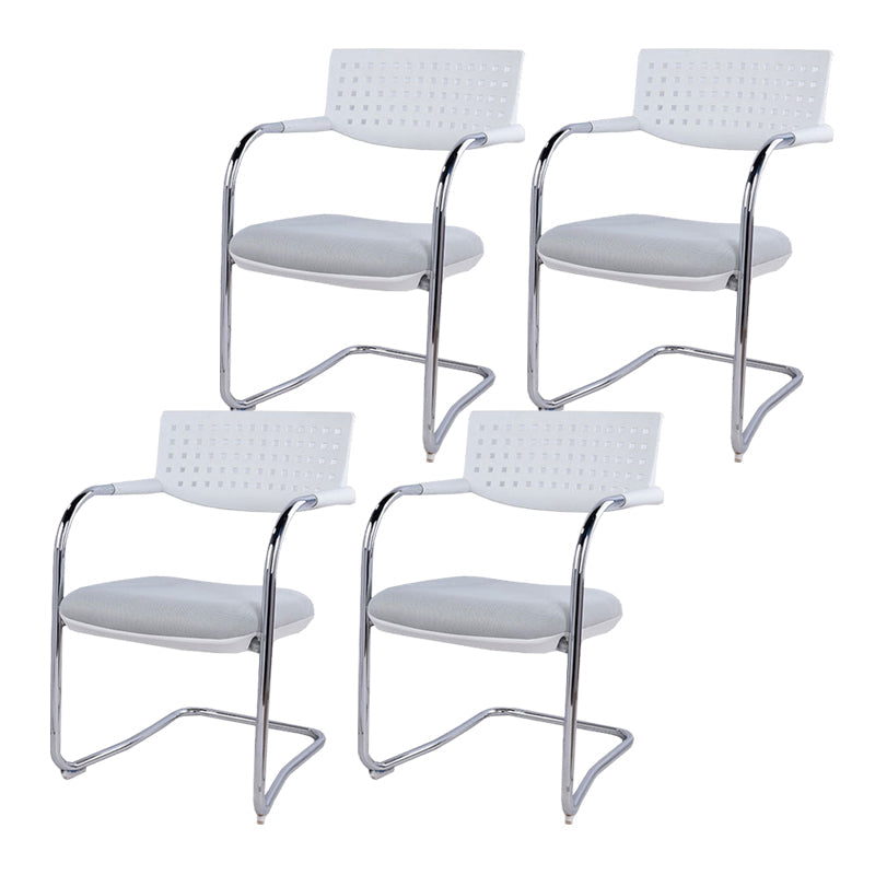 Sedia da ufficio contemporanea senza ruote sedia da scrivania a metà schiena con braccio