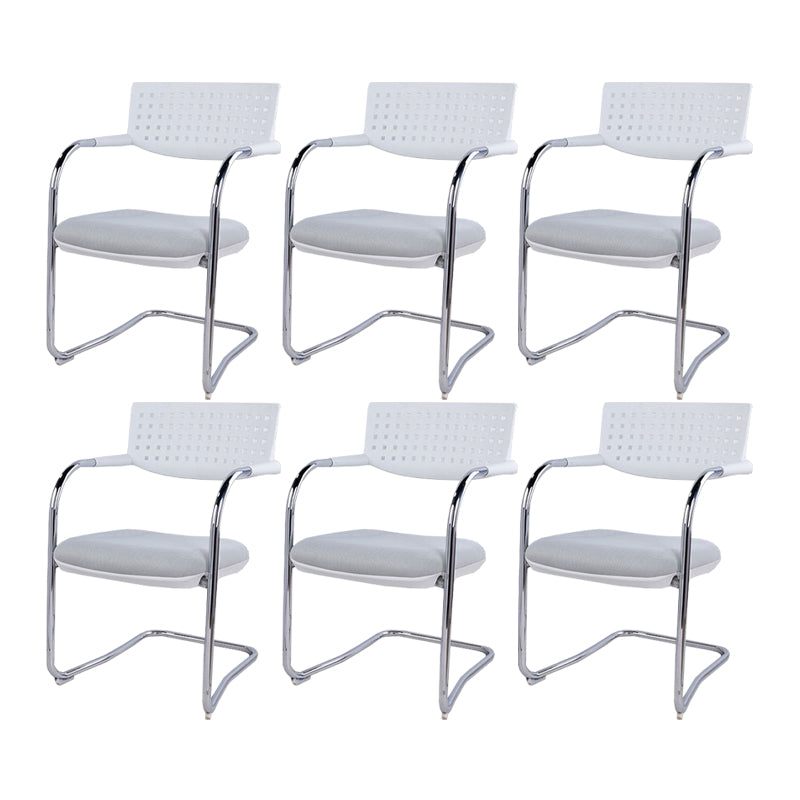 Sedia da ufficio contemporanea senza ruote sedia da scrivania a metà schiena con braccio