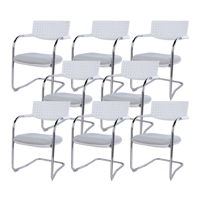 Sedia da ufficio contemporanea senza ruote sedia da scrivania a metà schiena con braccio